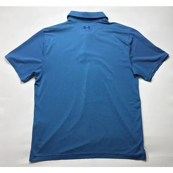 Under Armour Men's Blue Striped The Playoff Polo Shirt - Size XL Loose Fit - Picture 3 of 5